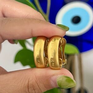 AUTHENTIC CELINE Gold Clip On Earrings